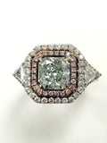 Natural Fancy Green Pink Diamond Ring