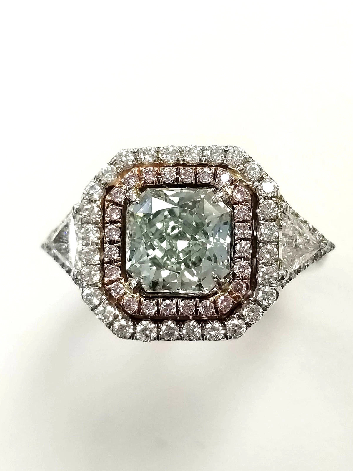 Natural Fancy Green Pink Diamond Ring