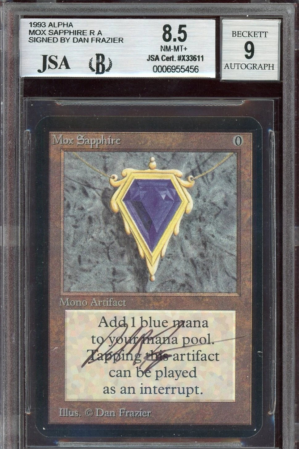 Signed Alpha Mox Sapphire MTG Card