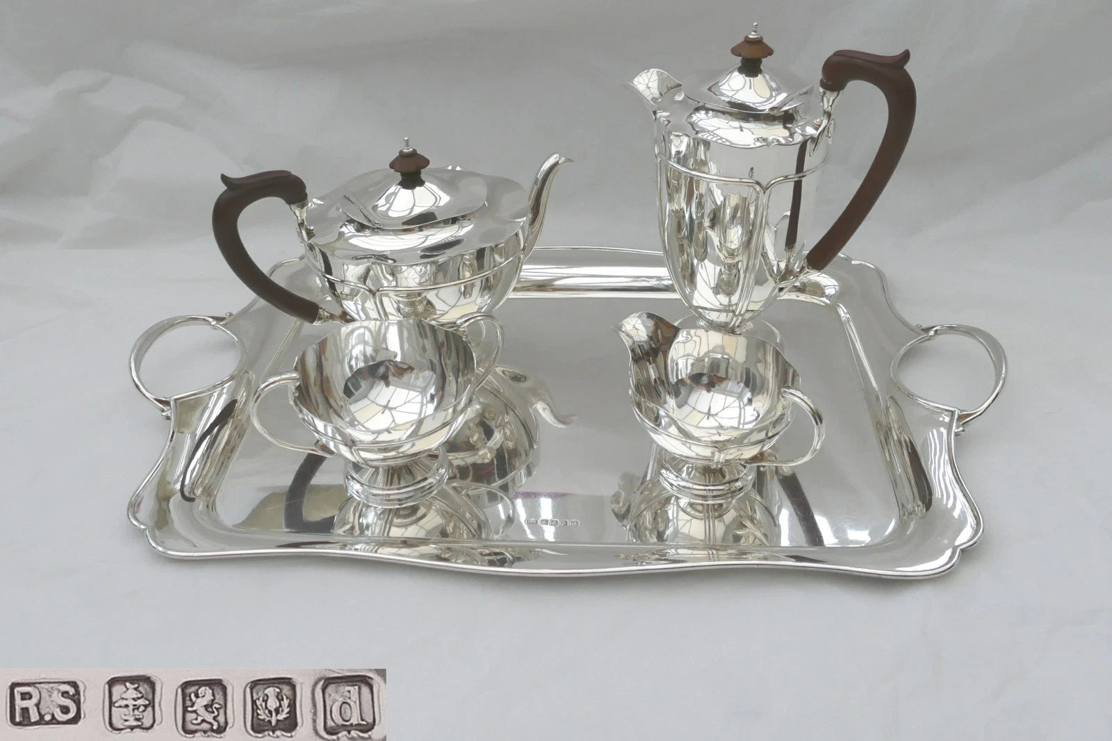 George V Sterling Silver Tea Set & Tray
