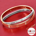 Cartier Rare Double Love Diamond Rose White Gold Bangle Bracelet